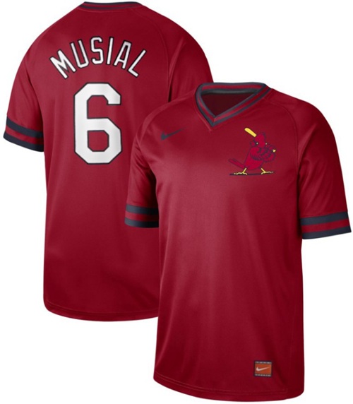 Men's St. Louis Cardinals #6 Stan Musial Red Authentic Cooperstown Collection Stitched Baseball Jersey