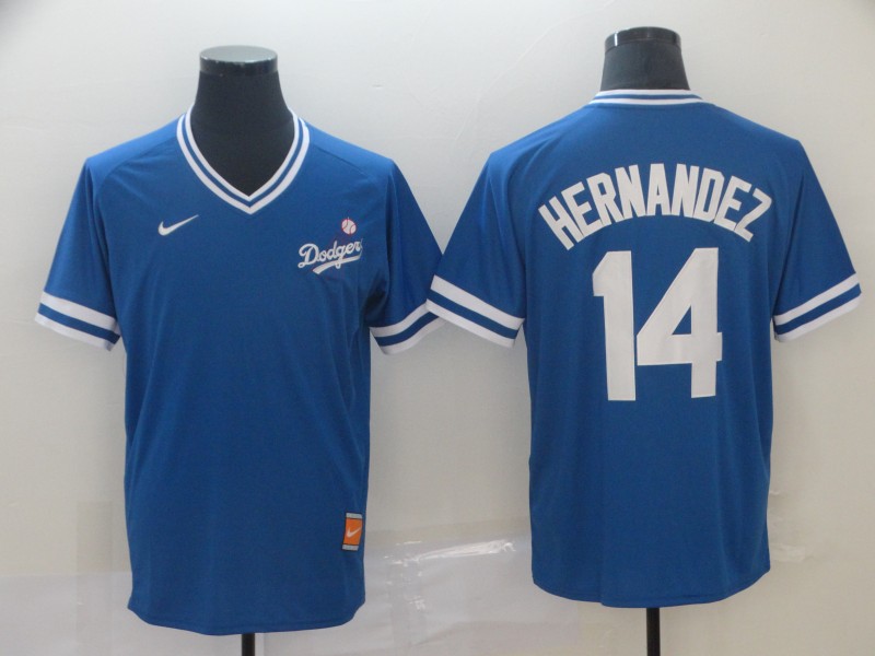 Men's Los Angeles Dodgers 14 Enrique Hernandez Royal Throwback Jersey