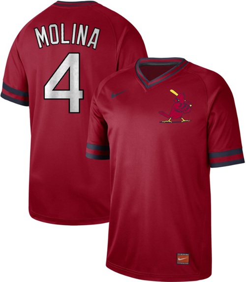 Cardinals #4 Yadier Molina Red Authentic Cooperstown Collection Stitched Baseball Jersey