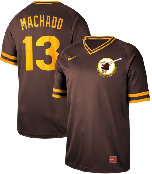 Padres #13 Manny Machado Brown Authentic Cooperstown Collection Stitched Baseball Jersey