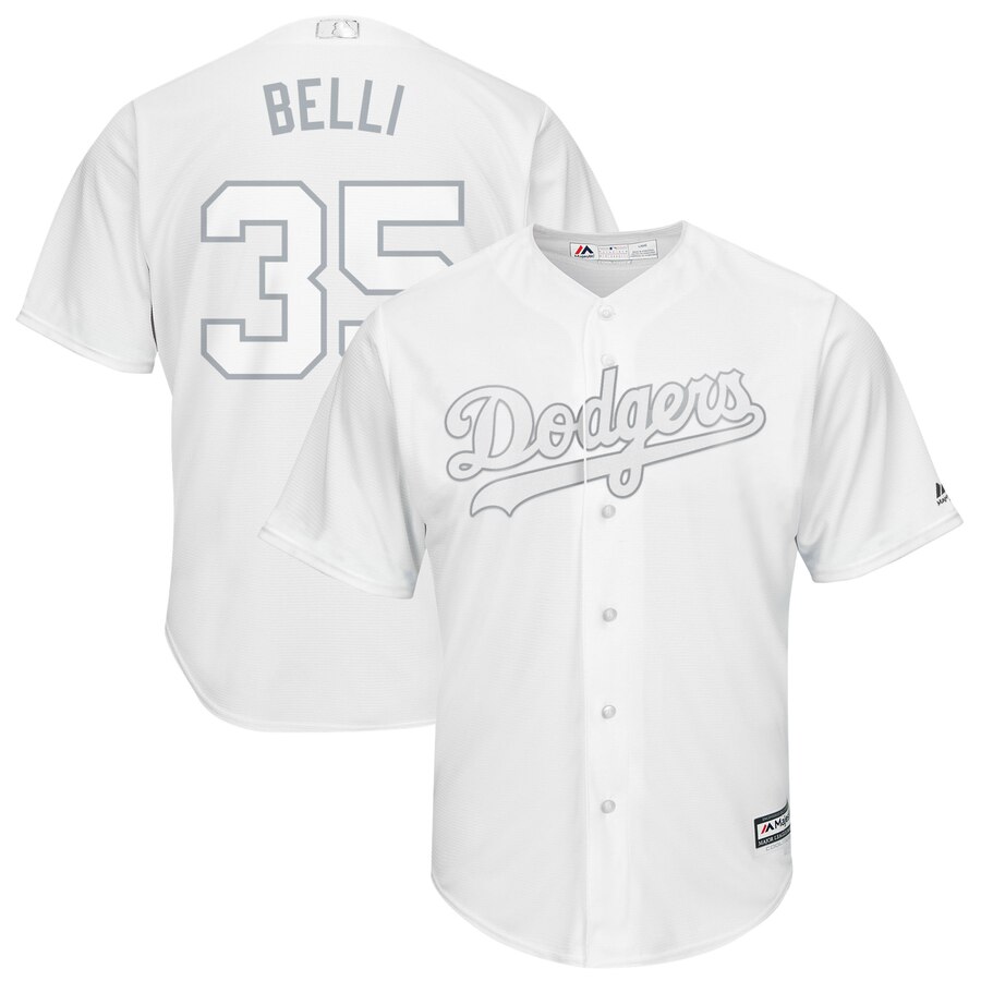 Men's Los Angeles Dodgers 35 Cody Bellinger Belli White 2019 Players' Weekend Player Jersey