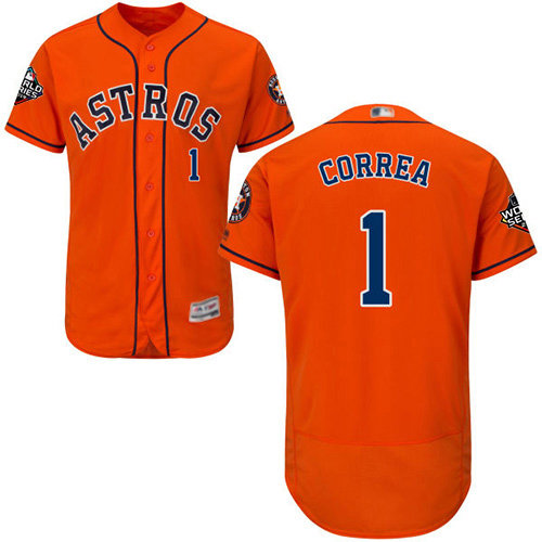 Astros #1 Carlos Correa Orange Flexbase Authentic Collection 2019 World Series Bound Stitched Baseball Jersey