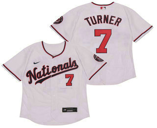 Men's Washington Nationals #7 Trea Turner White Stitched MLB Flex Base Nike Jersey