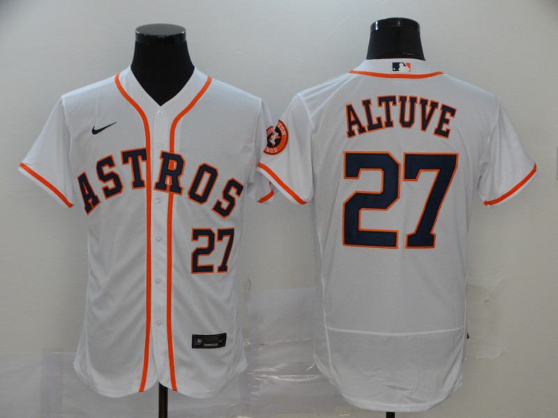 Men's Houston Astros #27 Jose Altuve White Stitched MLB Flex Base Nike Jersey