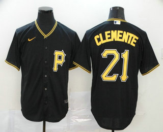 Men's Pittsburgh Pirates #21 Roberto Clemente Black Stitched MLB Cool Base Nike Jersey