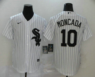 Men's Chicago White Sox #10 Yoan Moncada White Stitched MLB Cool Base Nike Jersey