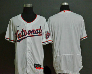 Men's Washington Nationals Blank White Stitched MLB Flex Base Nike Jersey