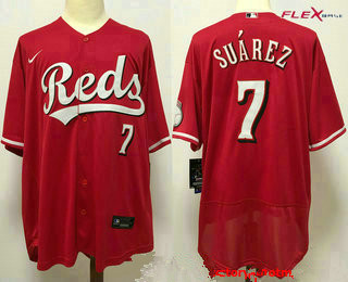 Men's Cincinnati Reds #7 Eugenio Suarez Red Stitched MLB Flex Base Nike Jersey