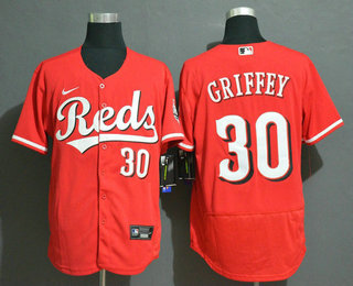 Men's Cincinnati Reds #30 Ken Griffey Jr Red Stitched MLB Flex Base Nike Jersey