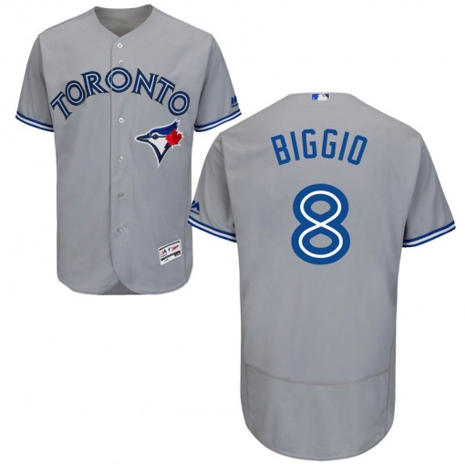 Men's Toronto Blue Jays #8 Cavan Biggio Authentic Gray Flex Base Road Collection Jersey