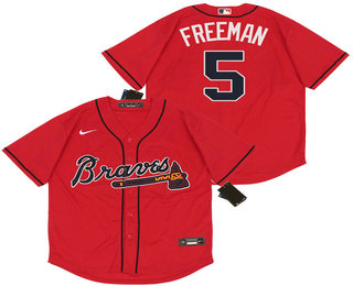 Men's Atlanta Braves #5 Freddie Freeman Red Stitched MLB Cool Base Nike Jersey