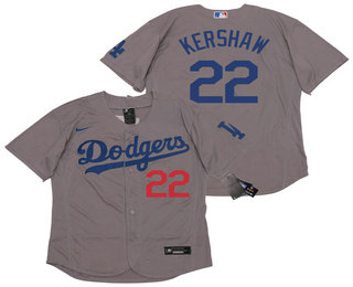 Men's Los Angeles Dodgers #22 Clayton Kershaw Gray Alternate Stitched MLB Flex Base Nike Jersey