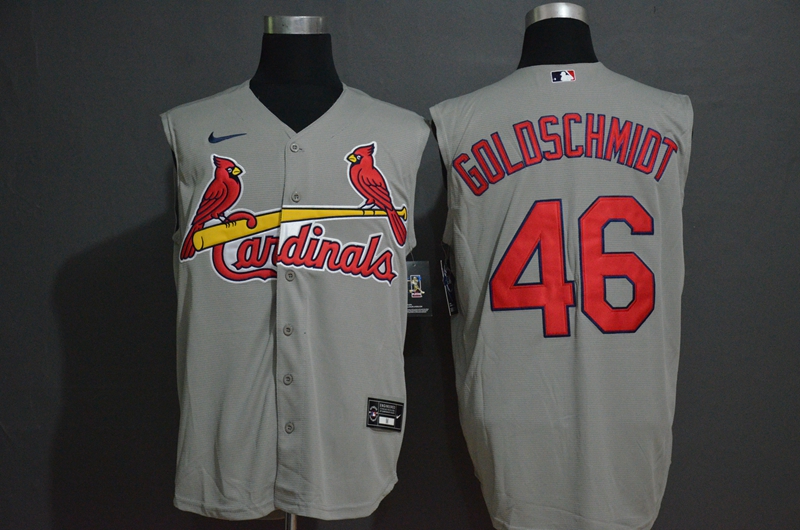 Men's St. Louis Cardinals #46 Paul Goldschmidt Grey 2020 Cool and Refreshing Sleeveless Fan Stitched MLB Nike Jersey