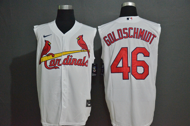 Men's St. Louis Cardinals #46 Paul Goldschmidt White 2020 Cool and Refreshing Sleeveless Fan Stitched MLB Nike Jersey