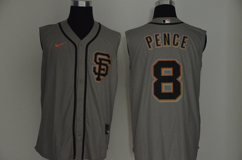 Men's San Francisco Giants #8 Hunter Pence Gray 2020 Cool and Refreshing Sleeveless Fan Stitched MLB Nike Jersey