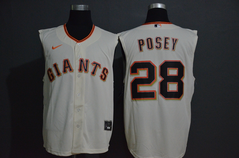 Men's San Francisco Giants #28 Buster Posey Cream 2020 Cool and Refreshing Sleeveless Fan Stitched MLB Nike Jersey