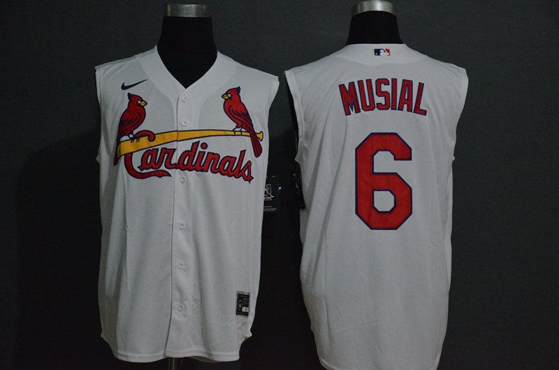 Men's St. Louis Cardinals #6 Stan Musial White 2020 Cool and Refreshing Sleeveless Fan Stitched MLB Nike Jersey