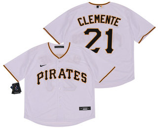 Men's Pittsburgh Pirates #21 Roberto Clemente White Stitched MLB Cool Base Nike Jersey