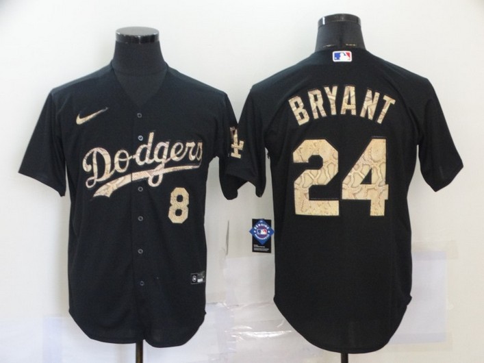 Men's Los Angeles Dodgers #8 #24 Kobe Bryant Black Fashion Stitched MLB Cool Base Nike Jersey