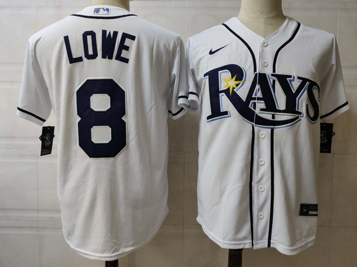 Men's Tampa Bay Rays #8 Brandon Lowe White Stitched MLB Cool Base Nike Jersey