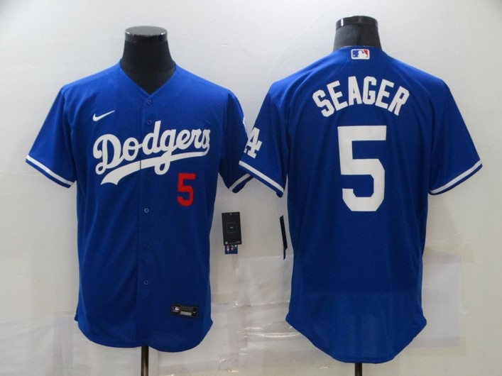 Men's Los Angeles Dodgers #5 Corey Seager Blue Stitched MLB Flex Base Jersey