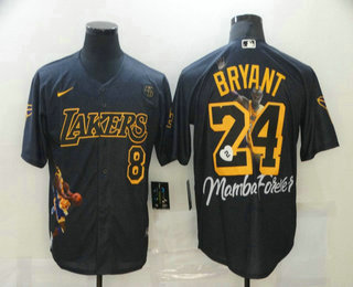 Men's Los Angeles Dodgers #8 #24 Kobe Bryant Black With Lakers Cool Base Stitched MLB Fashion Jerseys