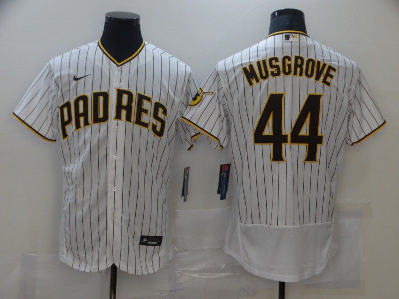 Men San Diego Padres 44 Musgrove White stripe Elite 2021 Nike MLB Jersey