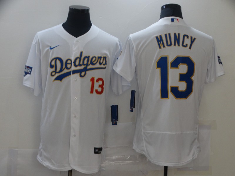 Men Los Angeles Dodgers 13 Muncy White Elite 2021 Nike MLB Jersey