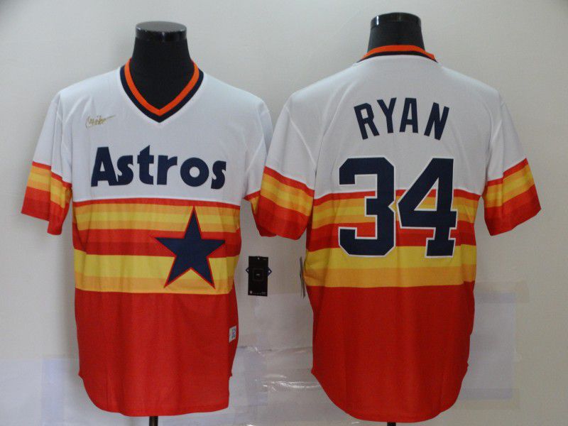 Men Houston Astros 34 Ryan Orange Game 2021 Nike MLB Jersey