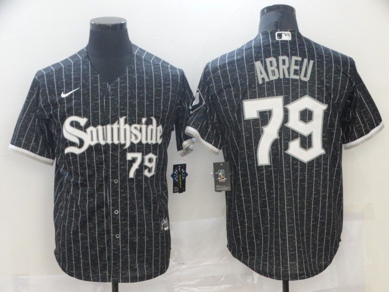 Men's Chicago White Sox #79 Jose Abreu Black With Small Number 2021 City Connect Stitched MLB Cool Base Nike Jersey