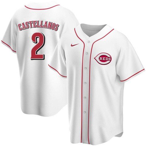 Men's Cincinnati Reds #2 Nick Castellanos White 2021 Replica Home Jersey