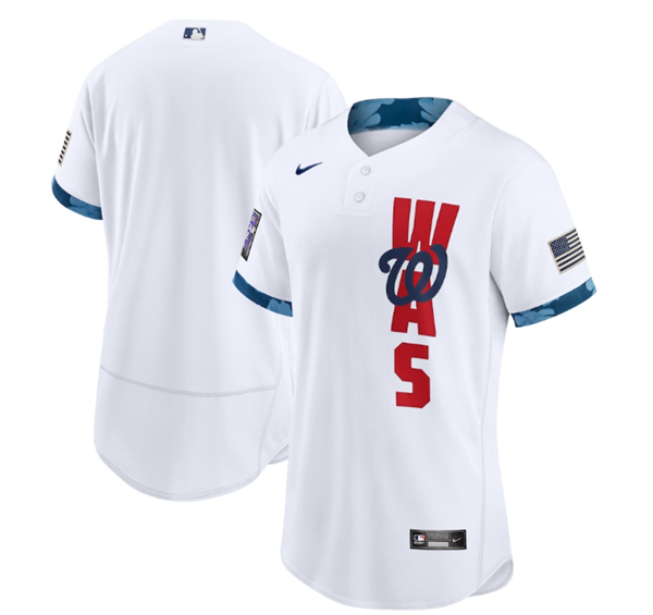 Men's Washington Nationals Blank 2021 White All-Star Flex Base Stitched MLB Jersey