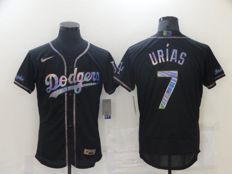 Men Los Angeles Dodgers 7 Urias Black Colorful Edition Elite 2021 Nike MLB Jersey