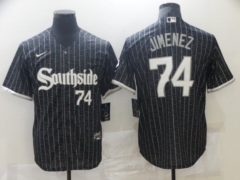 Men Chicago White Sox 74 Jimenez City Edition Black Game Nike 2021 MLB Jersey