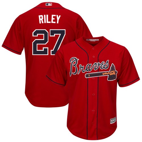 Men's Atlanta Braves 27 Austin Riley Cool Base Red Jersey