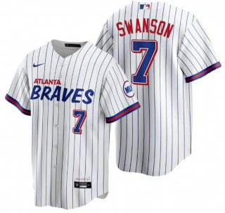 Men's Atlanta Braves #7 Dansby Swanson White 2021 City Connect Stitched Jersey