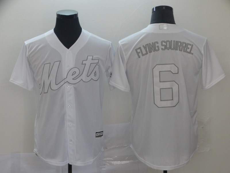 Men's New York Mets #6 Jeff McNeil Flying Squirrel White Cool Base Stitched Baseball Jersey