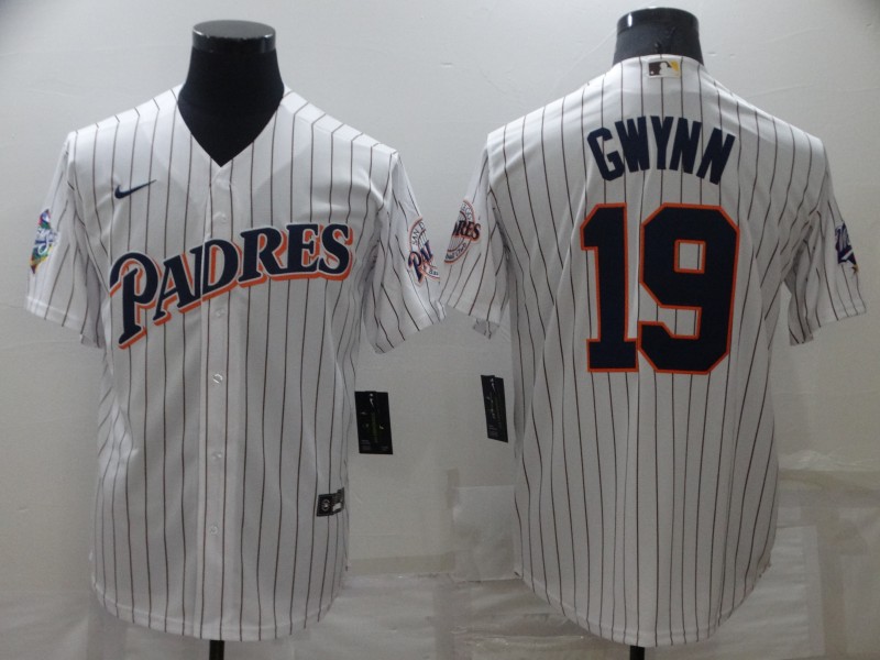 Men's San Diego Padres #19 Tony Gwynn White Cool Base Stitched Jersey