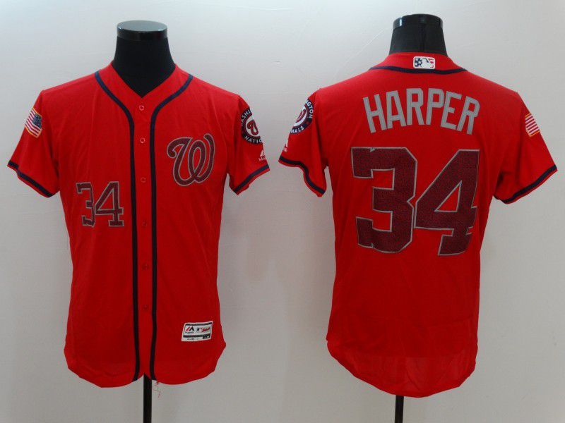 Men Washington Nationals #34 Harper Red Elite 2022 MLB Jersey