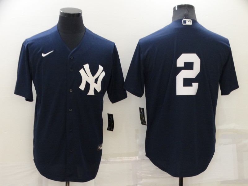 Men's New York Yankees #2 Derek Jeter No Name Black Stitched Nike Cool Base Throwback Jersey