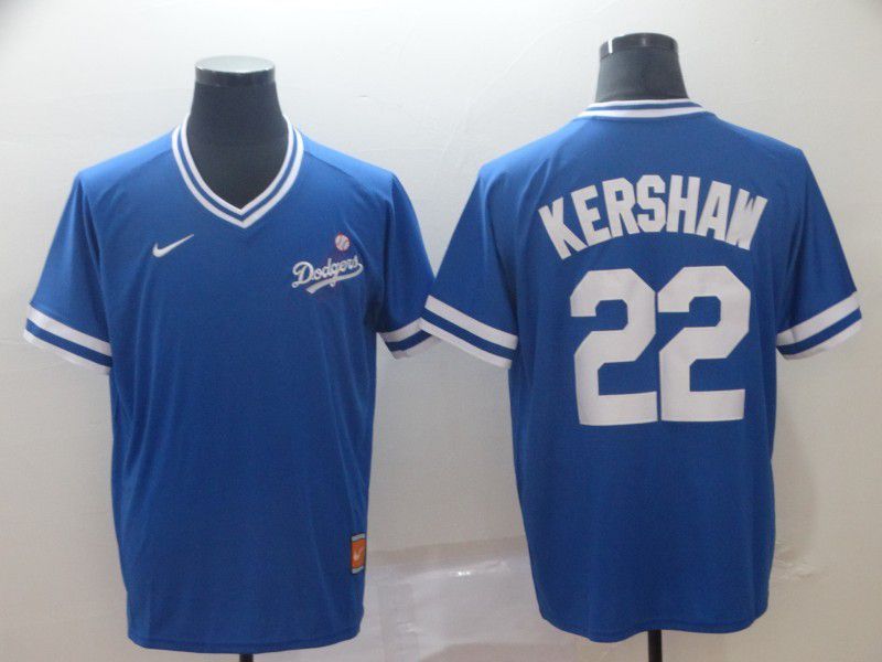 Men Los Angeles Dodgers 22 Kershaw Blue Game Throwback Nike 2022 MLB Jersey