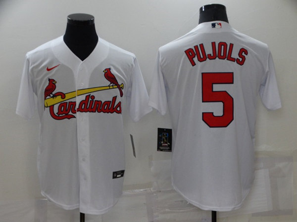 Men's St. Louis Cardinals #5 Albert Pujols White Cool Base Stitched Jersey