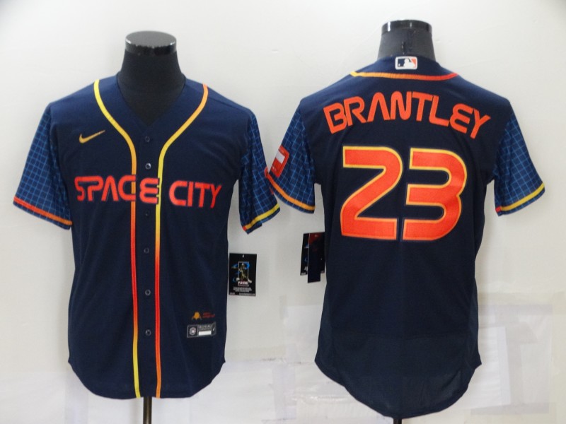 Men's Houston Astros #23 Michael Brantley 2022 Navy City Connect Flex Base Stitched Baseball Jersey