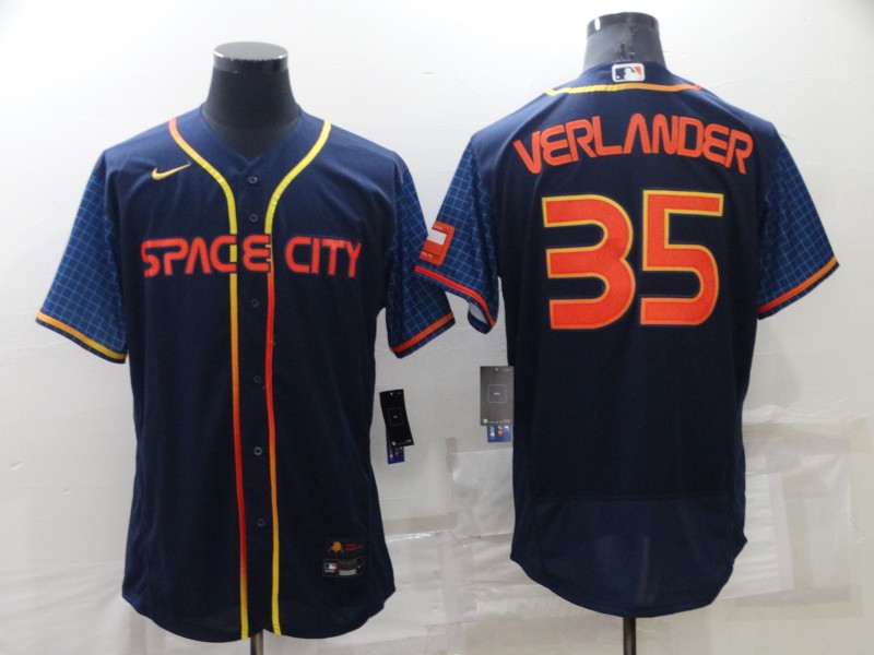 Men's Houston Astros #35 Justin Verlander 2022 Navy City Connect Flex Base Stitched Baseball Jersey