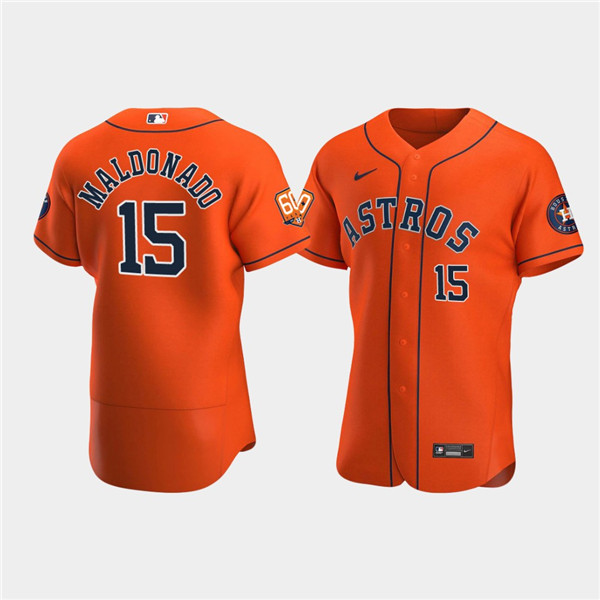 Men's Houston Astros #15 Martín Maldonado Orange 60th Anniversary Flex Base Stitched Baseball Jersey