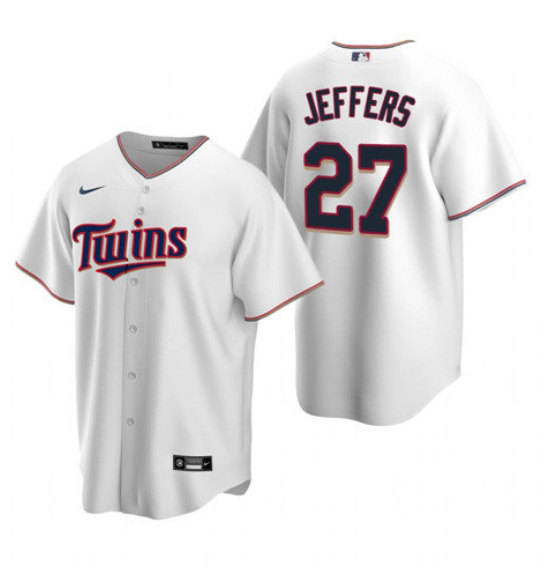 Men's Minnesota Twins #27 Ryan Jeffers White Cool Base Stitched Jersey