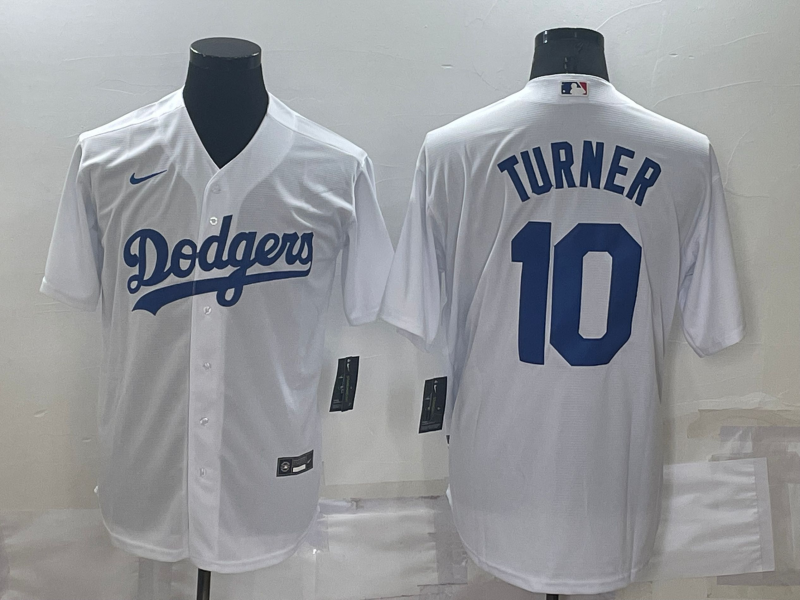 Men's Los Angeles Dodgers #10 Justin Turner White Stitched MLB Cool Base Nike Jersey