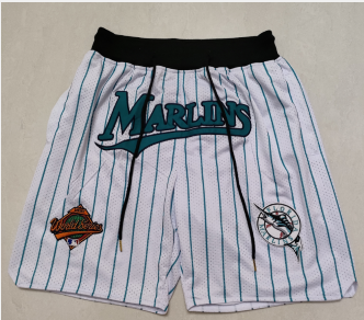 Men's Florida Marlins White Just Don Swingman Shorts