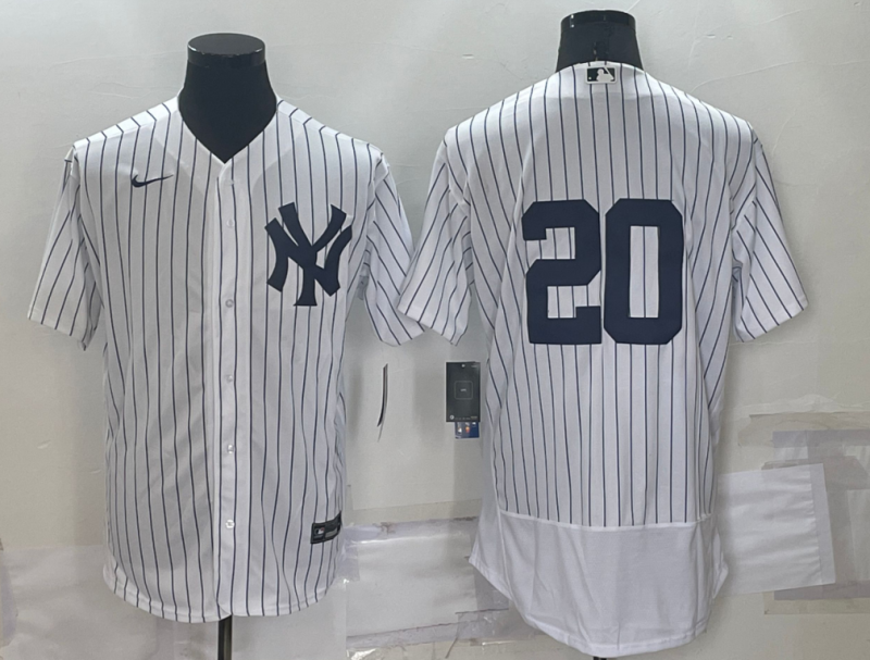 Men's New York Yankees #20 Jorge Posada White No Name Stitched MLB Flex Base Nike Jersey