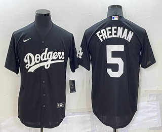 Men's Los Angeles Dodgers #5 Freddie Freeman Black Turn Back The Clock Stitched Cool Base Jersey